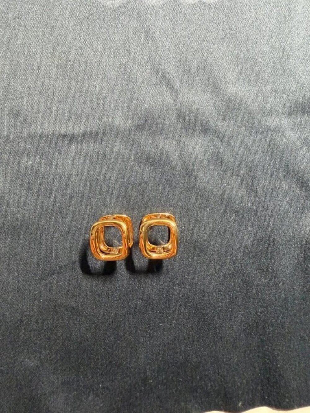 Chunky gold square huggie hoop earrings